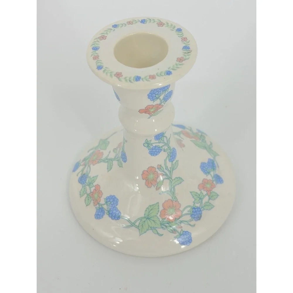 Vintage Lynn Hollyn Days of Wonder Candlestick Holders Ceramic Cottagecore Pair